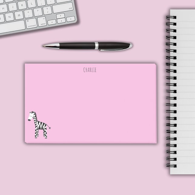 Notas Post-it® Cebra rosa (Pink Zebra personalized post it notes)