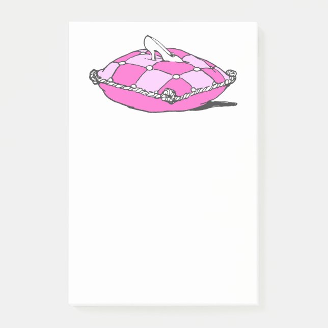 Notas Post-it® Cenicienta ventilado sobre pegajosa almohada rosa (Anverso)