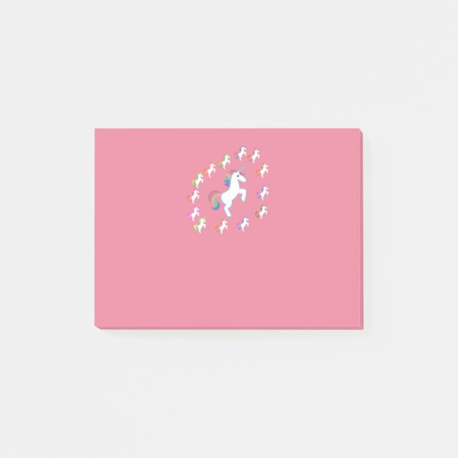 Notas Post-it® Centro de Resplandor Unicornio Rosa Claro (Anverso)