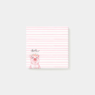 Notas Post-it® Cerdo con rayas rosadas