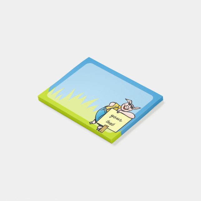 Notas Post-it® Cerdo con Rótulo (En perspectiva)