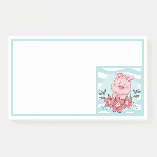 Notas Post-it® Cerdo cúbico (Anverso)