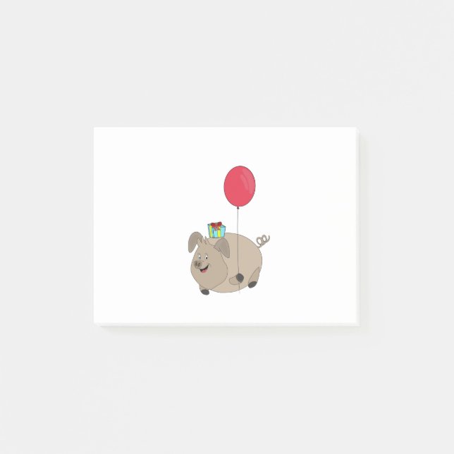 Notas Post-it® Cerdo de cumpleaños feliz (Anverso)