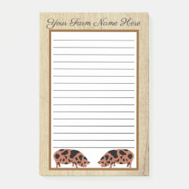 Notas Post-it® Cerdo KuneKune de madera Rustica personalizada