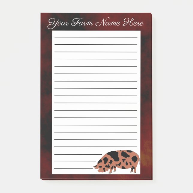 Notas Post-it® Cerdo KuneKune personalizado (Anverso)