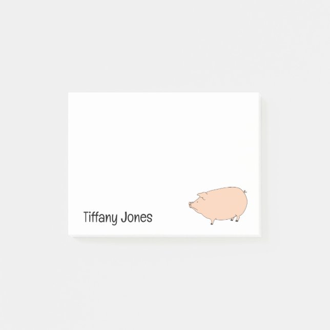 Notas Post-it® Cerdo lindo personalizado (Anverso)
