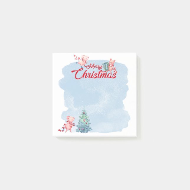 Notas Post-it® Cerdo Navideño Festivo (Anverso)