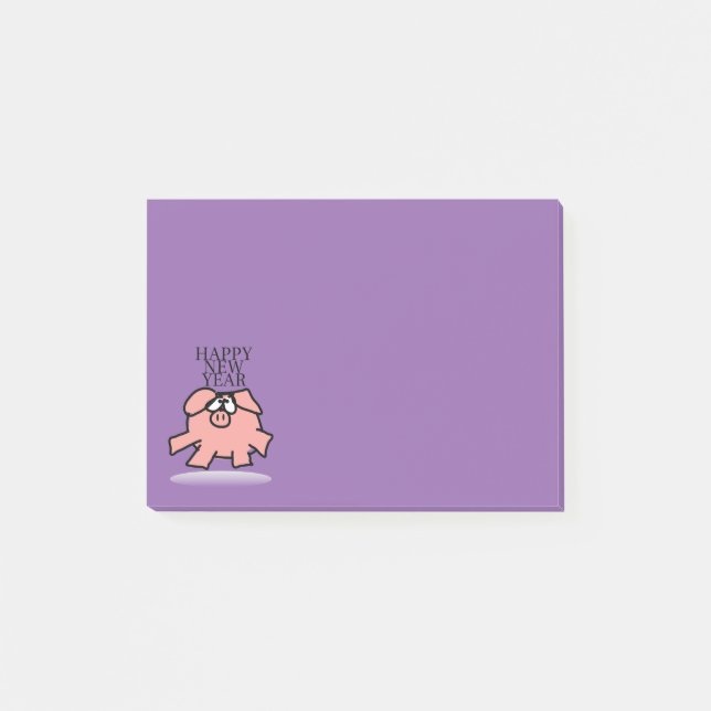 Notas Post-it® Cerdo Personalizado divertido Año Nuevo Elegir col (Anverso)