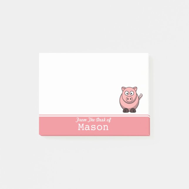 Notas Post-it® Cerdo rosa de Grasa divertida y personalizado (Anverso)