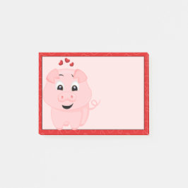 Notas Post-it® Cerdo rosa y corazón
