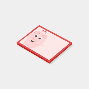 Notas Post-it® Cerdo rosa y corazón