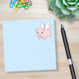 Notas Post-it® Cerdo Volador - Lechón con Alas sobre Azul