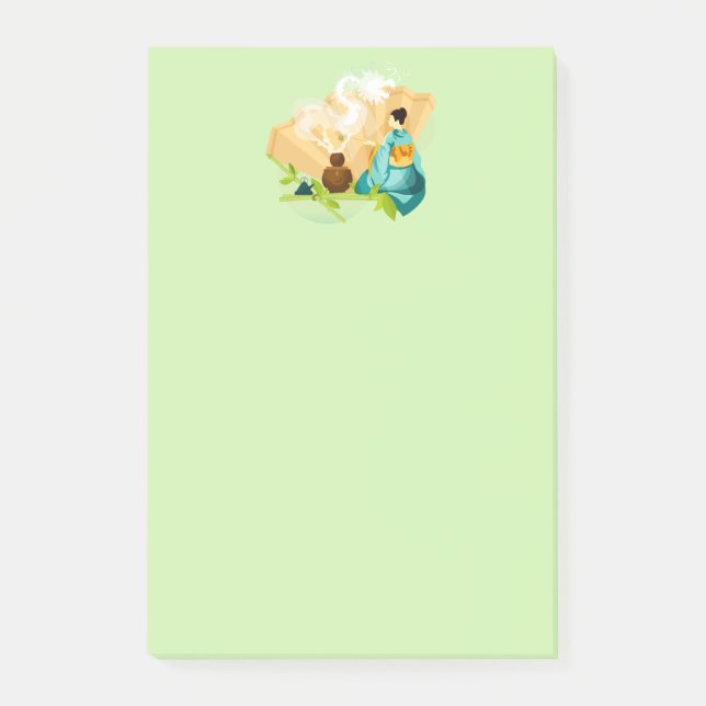 Notas Post-it® Ceremonia de té japonesa ilustrada, dragón (Anverso)