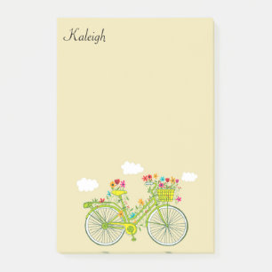 Notas Post-it® Cesta de Flores Personalizada para Bicicleta Vinta