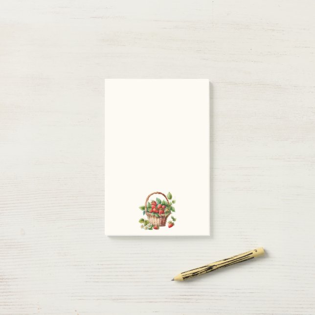 Notas Post-it® Cesta linda llena de fresas (Escritorio)