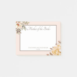 Notas Post-it® Champán Marfil Rosa Floral Madre de la Novia