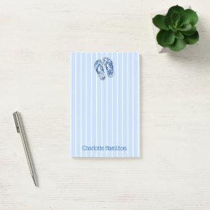 Notas Post-it® Chancletas azules y blancas con dibujos chinescos
