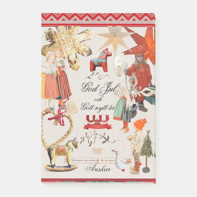 Notas Post-it® Charming Scandinavian Folk Christmas Wallpaper – V (Anverso)