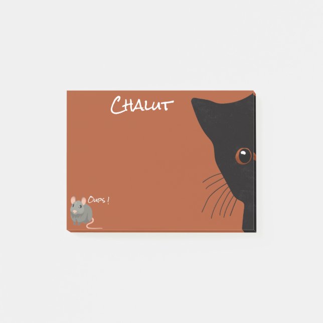 Notas Post-it® chat noir et souris (Anverso)