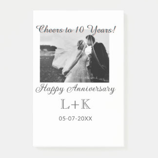 Notas Post-it® Cheers to 10 Years happy anniversary add photo dat