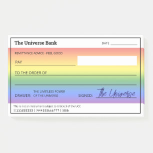 Notas Post-it® Cheque en blanco arcoiris de la manifestación de d