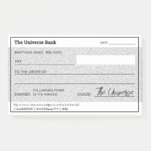 Notas Post-it® Cheque en blanco del Purpurina plateado de la Mani