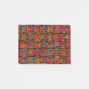 Notas Post-it® Cheques tribales de Mola indias kuna - Rojo