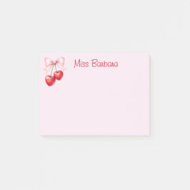 Notas Post-it® Cherry con Coquette Bow Personalizado
