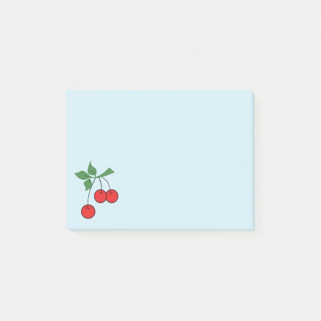 Notas Post-it® Cherry Retro Art Cherries Estilo Gráfico Azul (Anverso)
