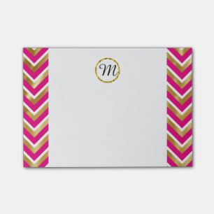 Notas Post-it® Chevron blanco dorado personalizado