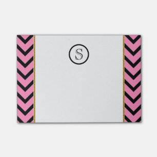 Notas Post-it® Chevron negro rosado personalizado