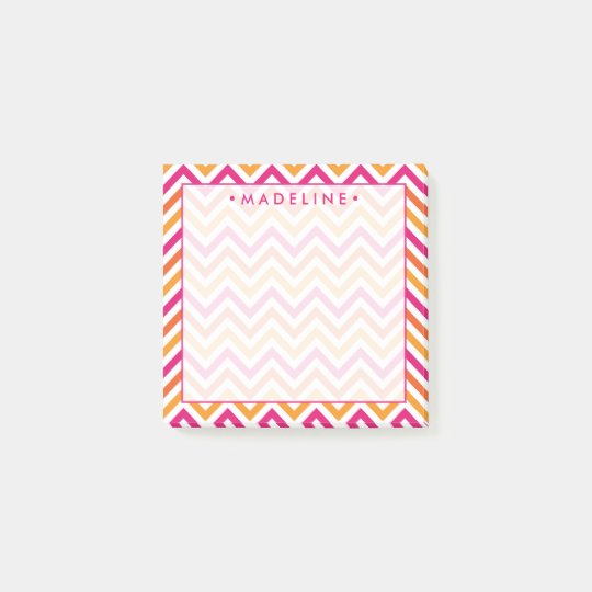 Notas Post-it® Chevron rosado y anaranjado