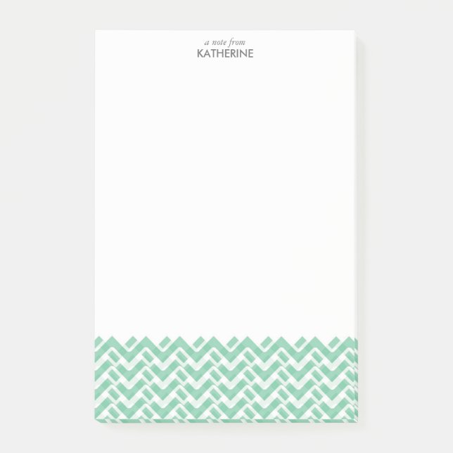 Notas Post-it® Chevron tejido verde y blanco (Anverso)