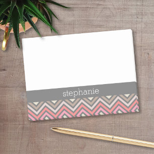 Notas Post-it® Chevrons coloridos Nombre personalizado de color g