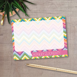 Notas Post-it® Chevrons coloridos Talk Bubble White Simple Name