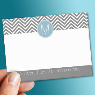 Notas Post-it® Chevrras azules grises y pasteles con monograma Pe