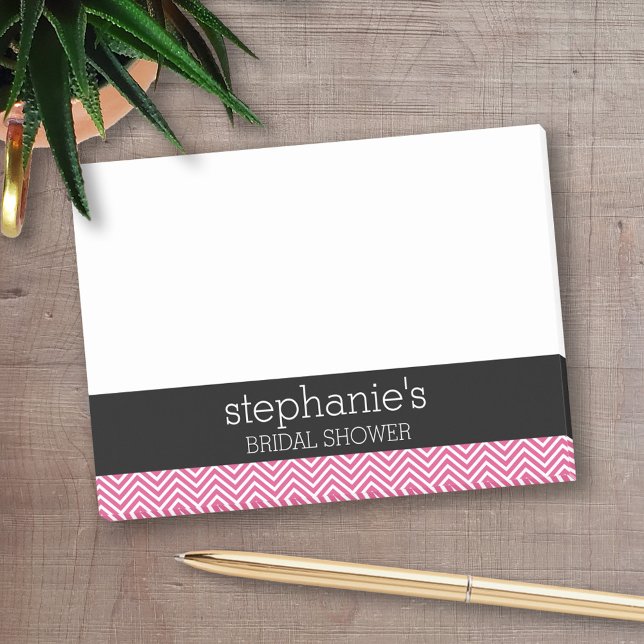 Notas Post-it® Chevrras de ducha de novias rosadas y negras calie (Personalized Post-It Notes - add you name or other text)