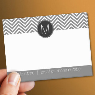 Notas Post-it® Chevrras grises y negras con monograma Personaliza