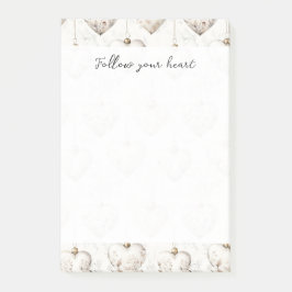 Notas Post-it® Chic Cream Grey Hearts Ornaments  