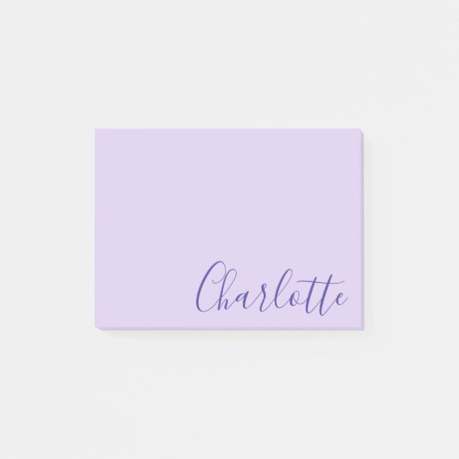 Notas Post-it® Chic Moderno Script Morado Totalmente Personalizab (Anverso)