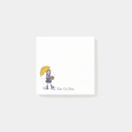 Notas Post-it® Chica Con Paraguas Amarillo En Acuarela