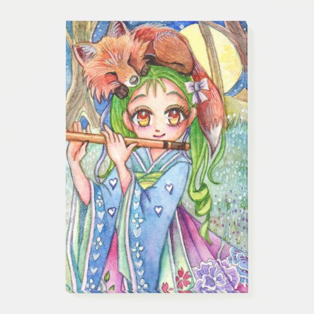 Notas Post-it® Chica con Sleepy Fox (Anverso)