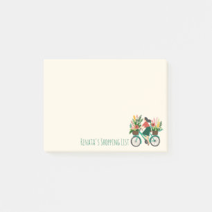Notas Post-it® Chica de bicicletas Flores Lista de compras de com