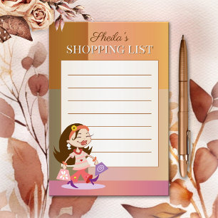 Notas Post-it® Chica de compras de Cuadritos Colorful Girly