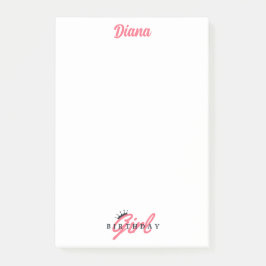 Notas Post-it® Chica de Cumpleaños Cuta, Nombre Personalizado, Si