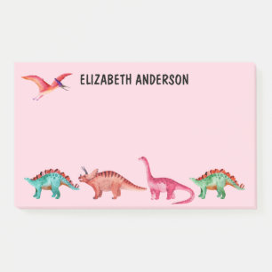 Notas Post-it® Chica de dinosaurios coloreados personalizados