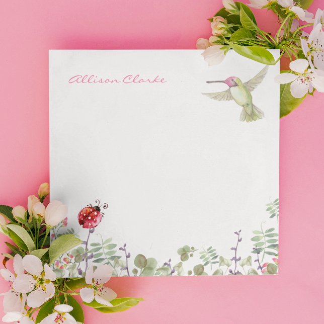 Notas Post-it® Chica de la Naturaleza Hummingbird Ladybug Garden  (Subido por el creador)