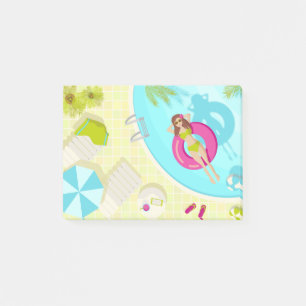 Notas Post-it® Chica de la piscina en la playa de verano de bikin
