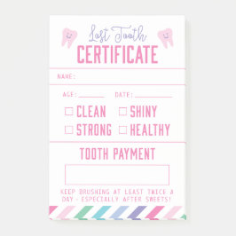 Notas Post-it® Chica del certificado Keepsake de hadas dental