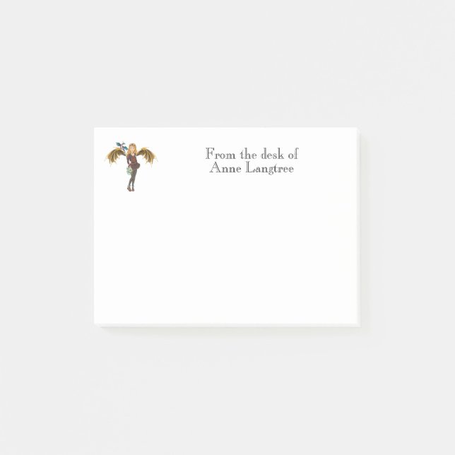 Notas Post-it® Chica Dragón Steampunk de Cabello Rojo  (Anverso)